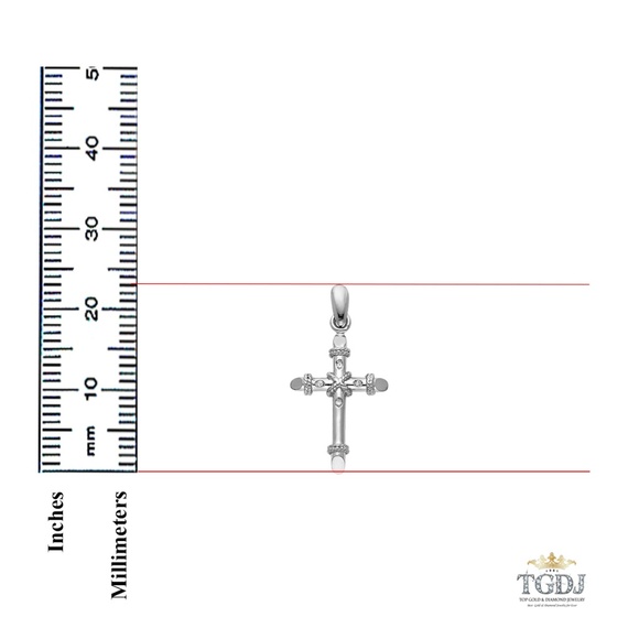 14K White Gold Religious Cross Pendant - Picture 3 of 4
